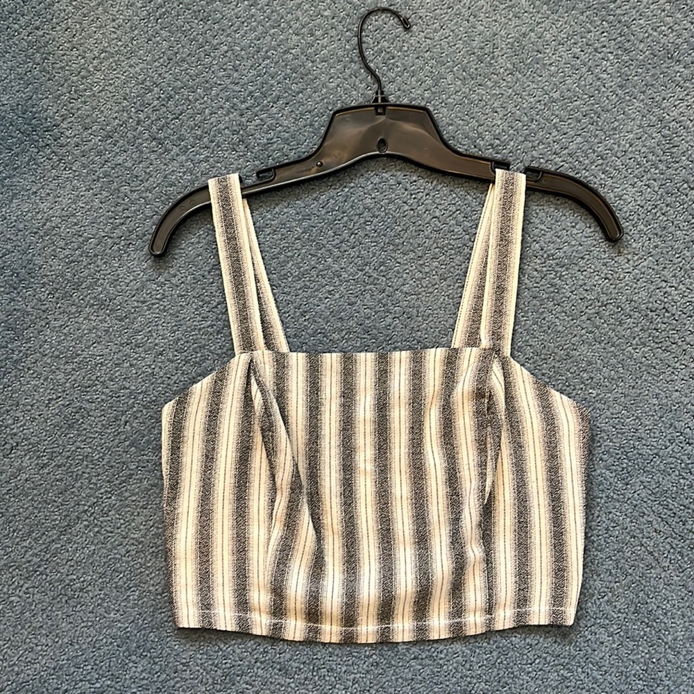AQUA Crop Top Square-Neck Striped Tank